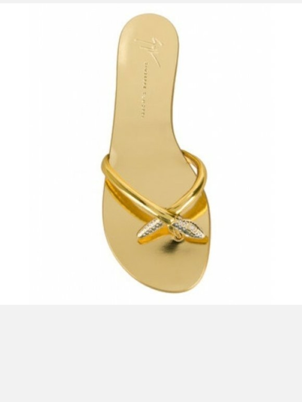 Giuseppe Zanotti Metallic Gold Crystal Oso Slide Sandal 40